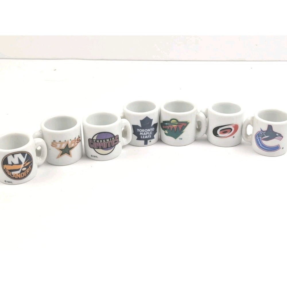 NHL‎ Hockey Team Logo Mini Miniature 1.25" Souvenir Lot of 7 Coffee Mug Cups